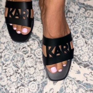 Karl Lagerfeld Black Logo Slides